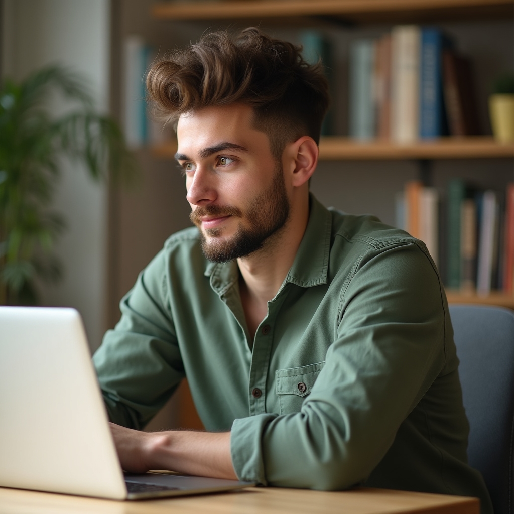Ansprechpartner von Orbitlogic beim Bearbeiten einer Kundenanfrage am Schreibtisch