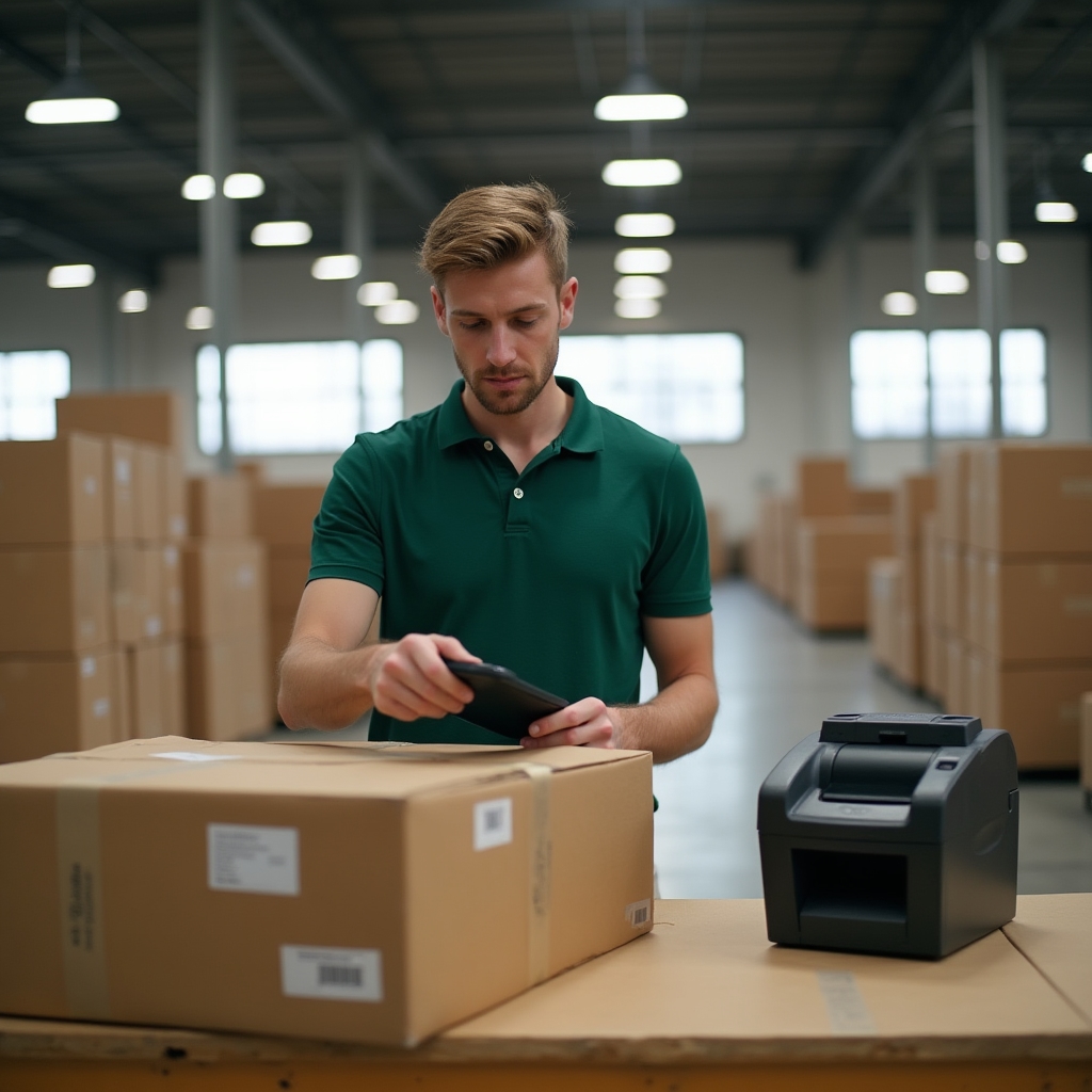 Nachhaltig verpackte Pakete im Versandlager in Hamburg