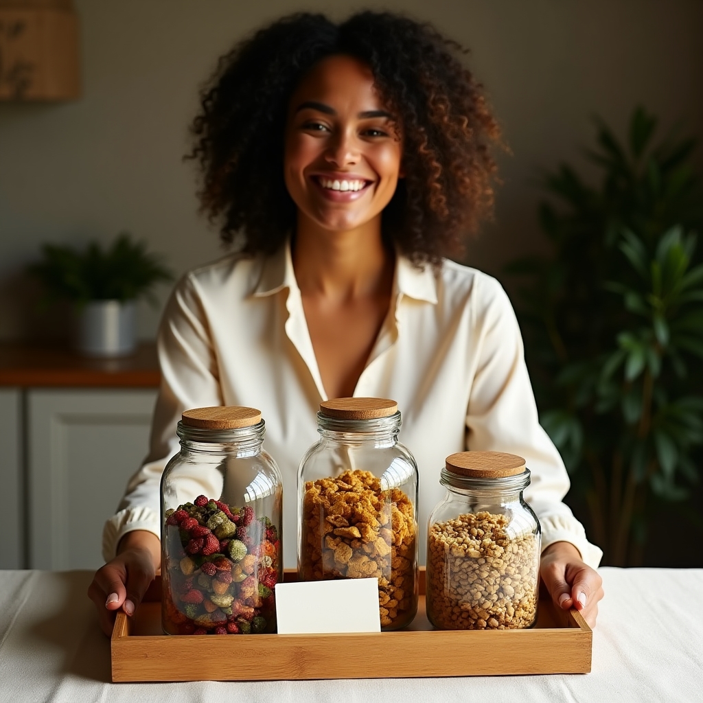 Vorratsglas-Set als Einzugsgeschenk verpackt mit Naturraffia